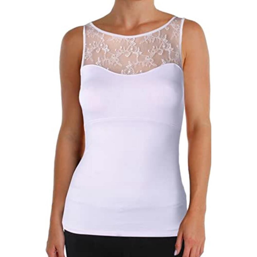 Spanx lace bateau tank top white hide & sleek 2X